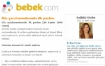 bebek.com Göz Yaralanmalarında İlk... 20.11.2009