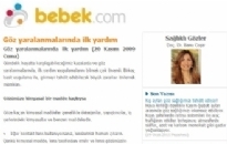 bebek.com Göz Yaralanmalarında İlk... 20.11.2009